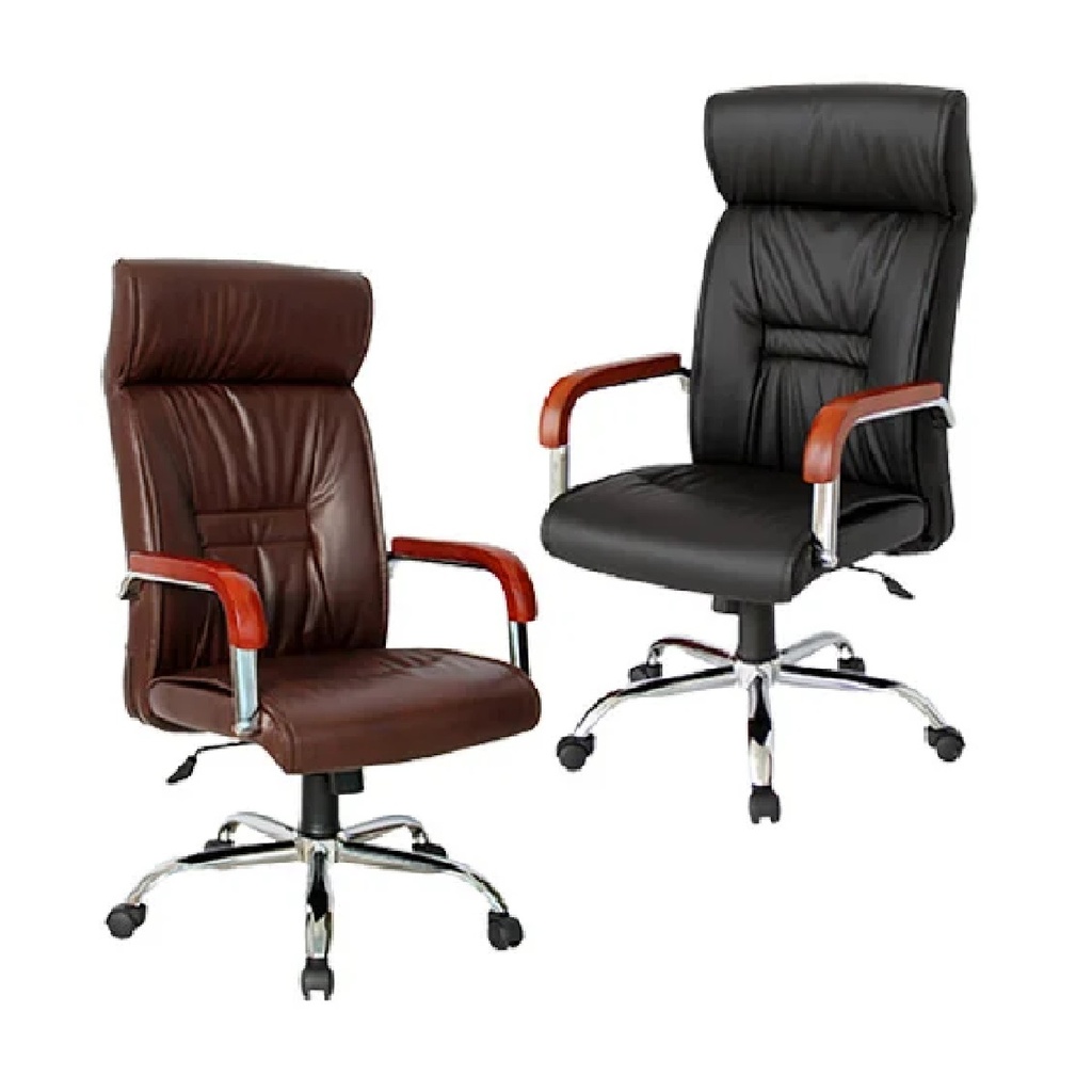 SILLA EJECUTIVA DORS DC-54 CUERINA CON BRAZO CABECERA NEGRO/CAFE