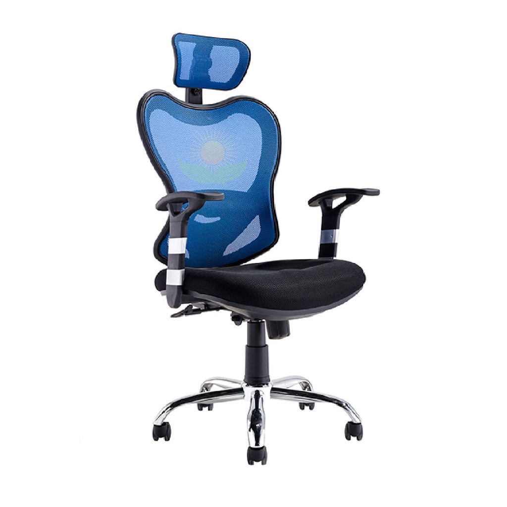 SILLA EJECUTIVA DORS DC-72 MALLA CON BRAZO SOP LUMBAR CABECERA NEGRO/AZUL