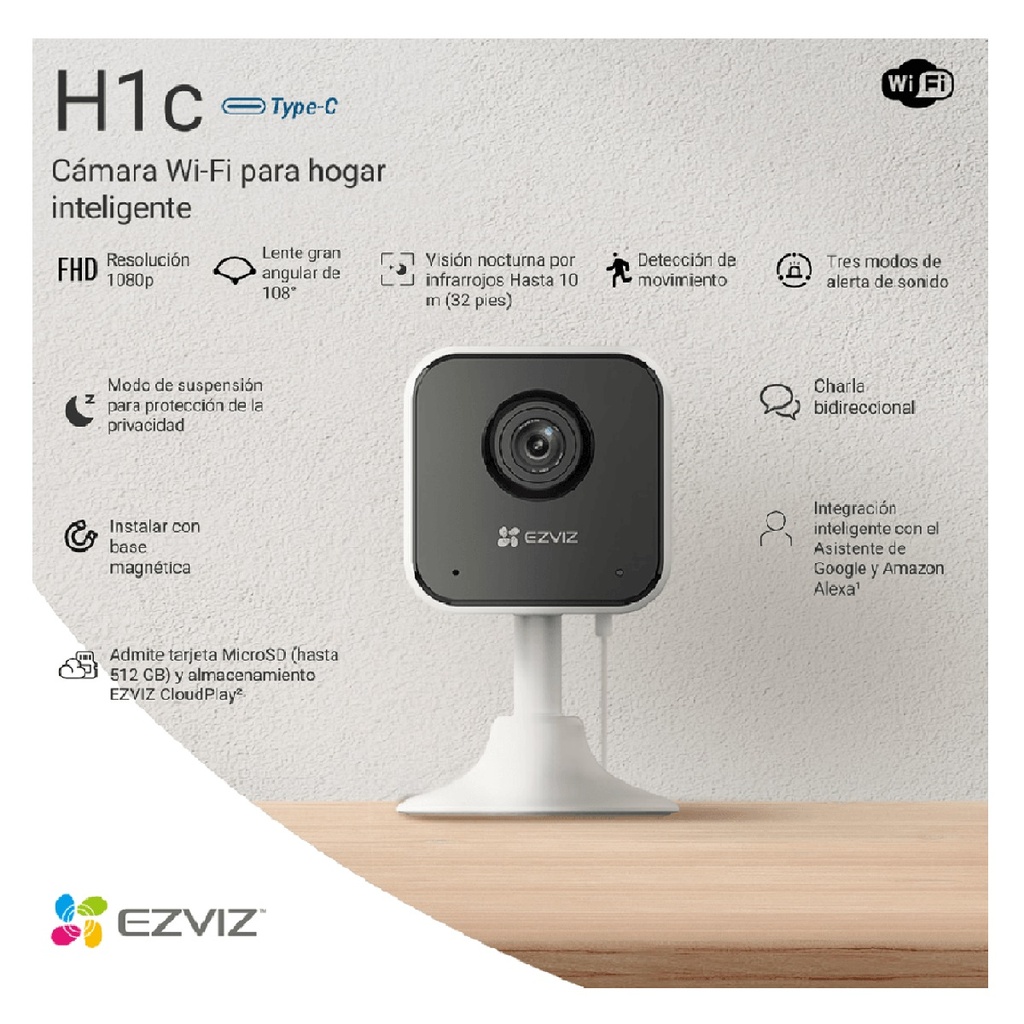 CAMARA IP EZVIZ H1C 2MP IR10M WIFI AUDIO INTERIORES