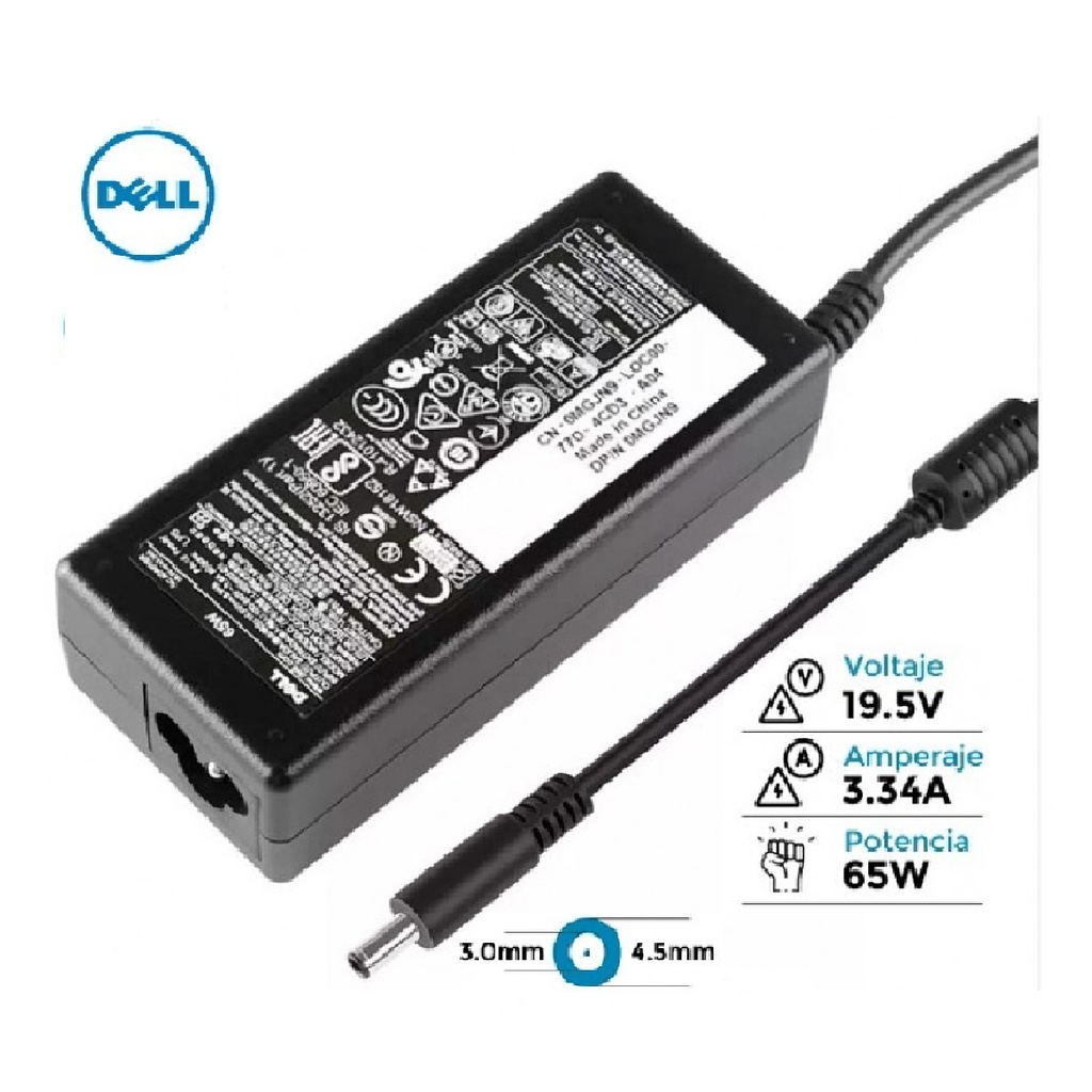 CARGADOR DELL 19.5V 3.34A 65W 4.5*3MM PUNTA DELGADA