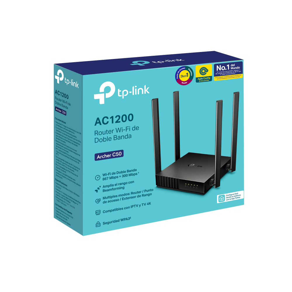 ROUTER INALAMBRICO TP-LINK ARCHER C50 AC 1200MB/S DUALBAND