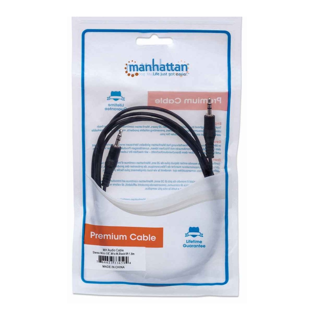 CABLE AUDIO MANHATTAN 10430 1*3.5MM A 1*3.5MM M/M 1.8M