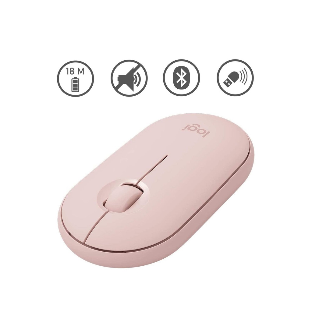 MOUSE LOGITECH M350 PEBBLE BLUETOOTH 3 BOTONES 1000DPI ORO ROSA