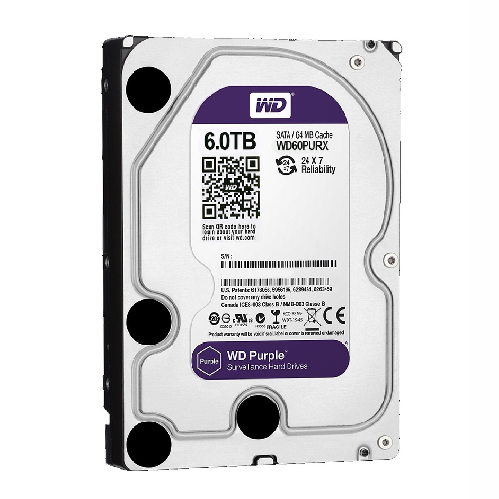 DISCO DURO 3.5" WD PURPLE 6TB CCTV 5400RPM