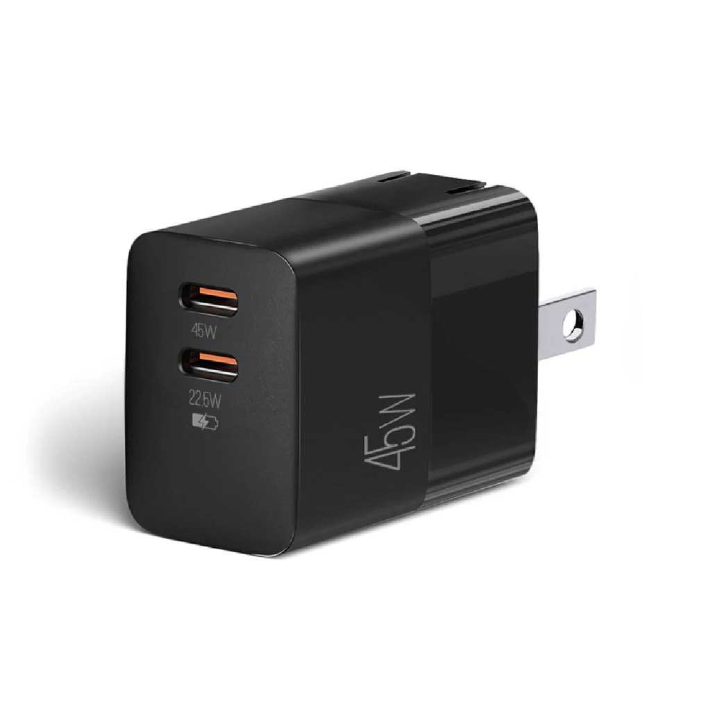 CARGADOR ARGOM ARG-AC-0134BK 2*USB-C 45W CARGA RAPIDA NEGRO