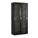 ARMARIO DORS C-19 2 PUERTAS DE VIDRIO METALICO 180CM*88CM*40CM 5 ANAQUELES C/LLAVE NEGRO/BEIGE