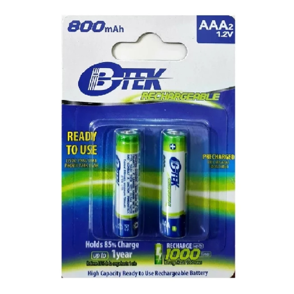 BATERIA AAA BTEK BRC-2MH3800 800MHA RECARGABLE PAR