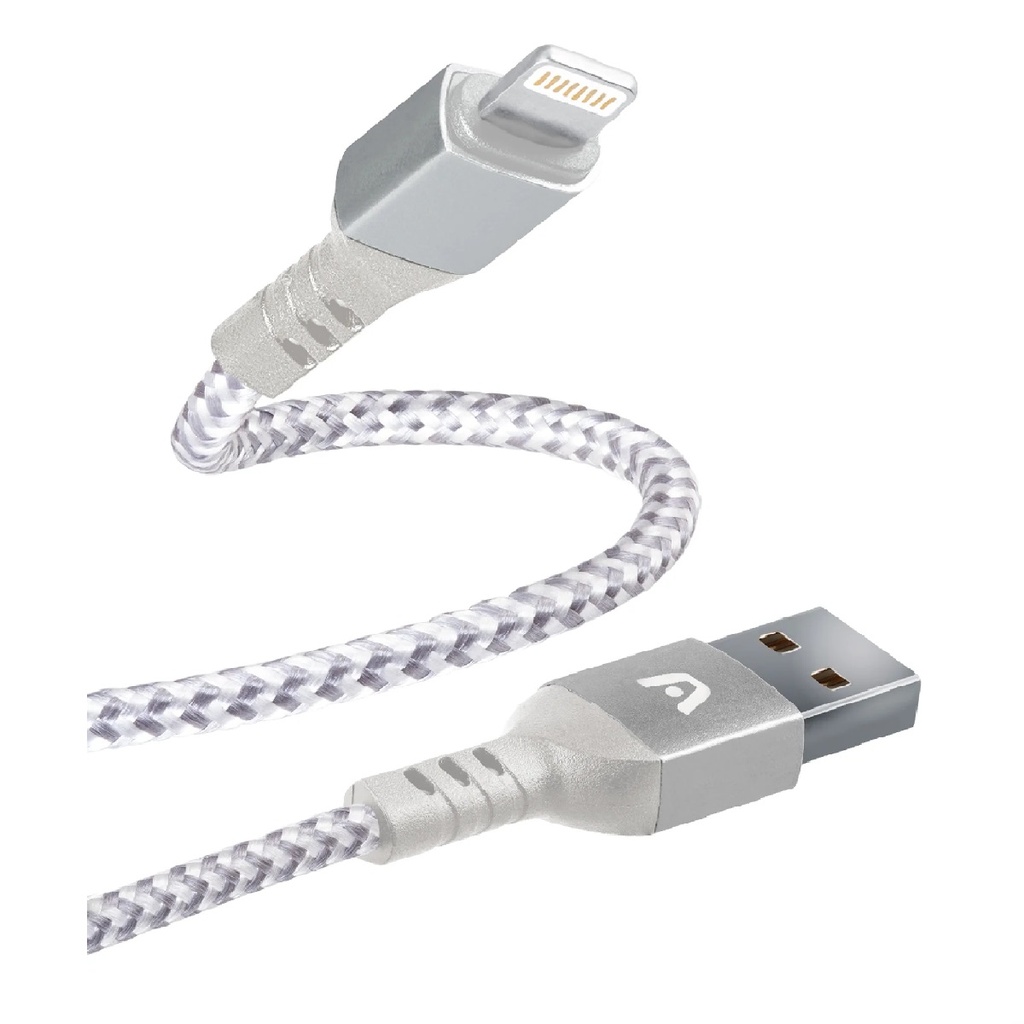 CABLE ARGOM ARG-CB-0023WT 1*LIGHTNING A 1*USB-A 1.8M FORRO NYLON BLANCO