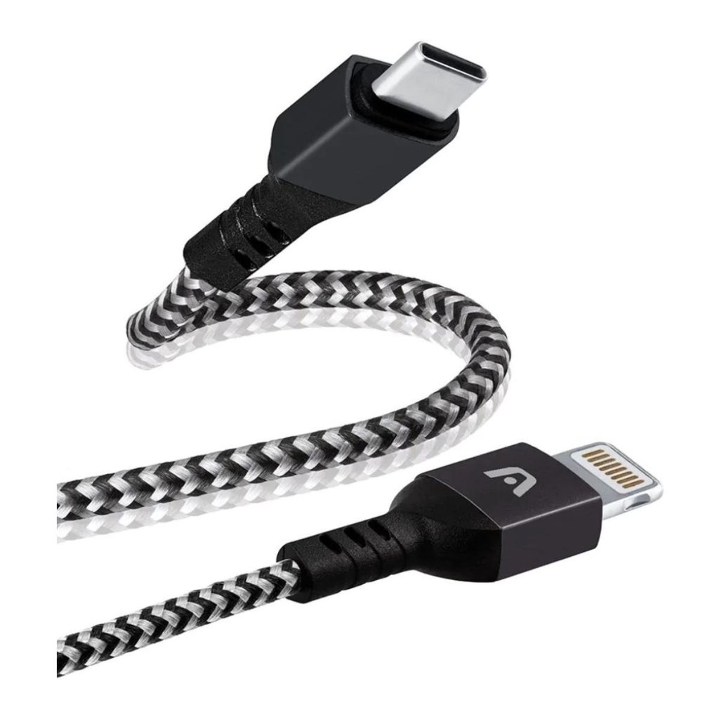 CABLE ARGOM ARG-CB-0024BK 1*LIGHTNING A 1*USB-C 1.8M FORRO NYLON NEGRO