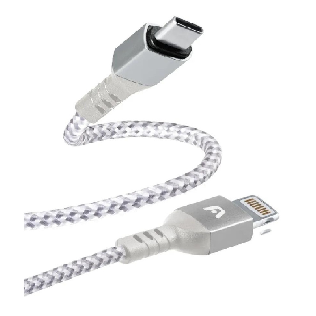 CABLE ARGOM ARG-CB-0024WT 1*LIGHTNING A 1*USB-C 1.8M FORRO NYLON BLANCO