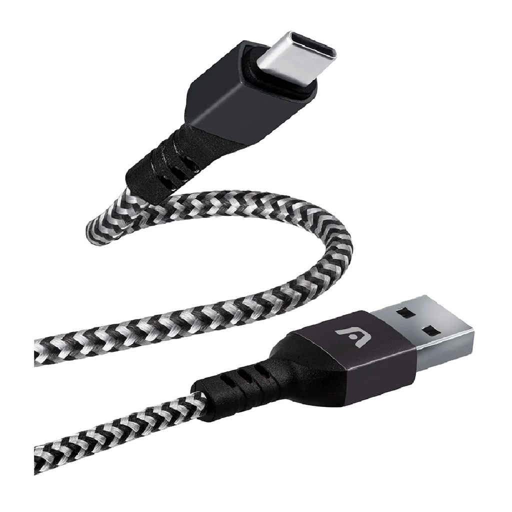 CABLE ARGOM ARG-CB-0025BK 1*USB-C A 1*USB-A 1.8M FORRO NYLON NEGRO