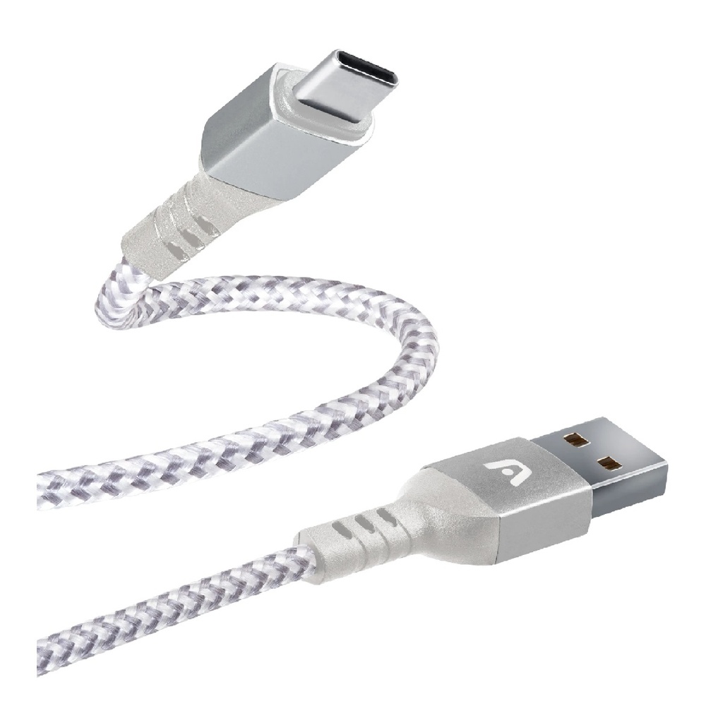 CABLE ARGOM ARG-CB-0025WT 1*USB-C A 1*USB-A 1.8M FORRO NYLON BLANCO