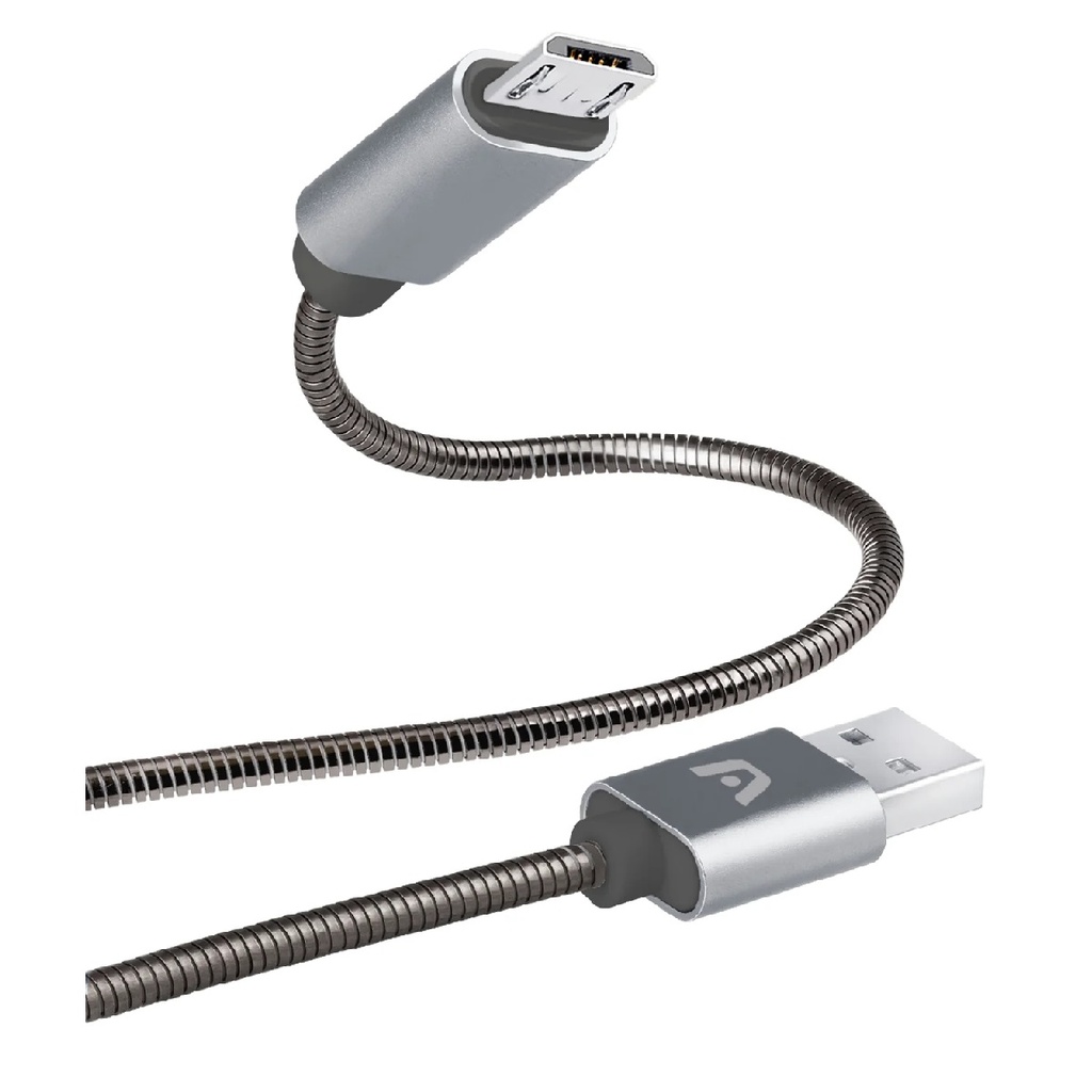 CABLE ARGOM ARG-CB-0026GR MICRO USB A USB-A 1M FORRO DE METAL