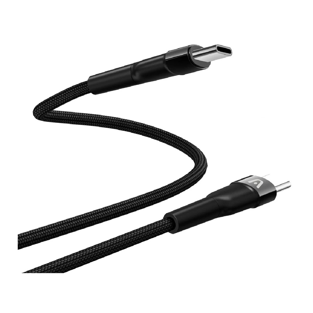 CABLE ARGOM ARG-CB-0047BK 1*USB-C A 1*USB-C 1.8M 65W FORRO DE NYLON NEGRO