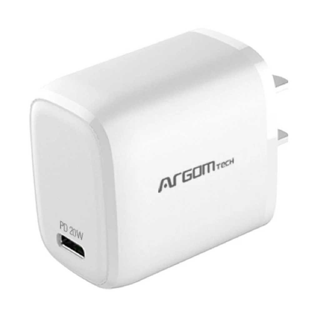 CARGADOR ARGOM ARG-AC-0114WT 1*USB-C 20W 5V 3A CARGA RAPIDA