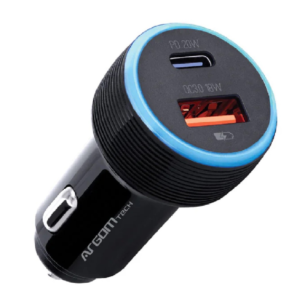 CARGADOR CARRO ARGOM ARG-AC-0118BK 1*USB-C 20W 1*USB-A 18W