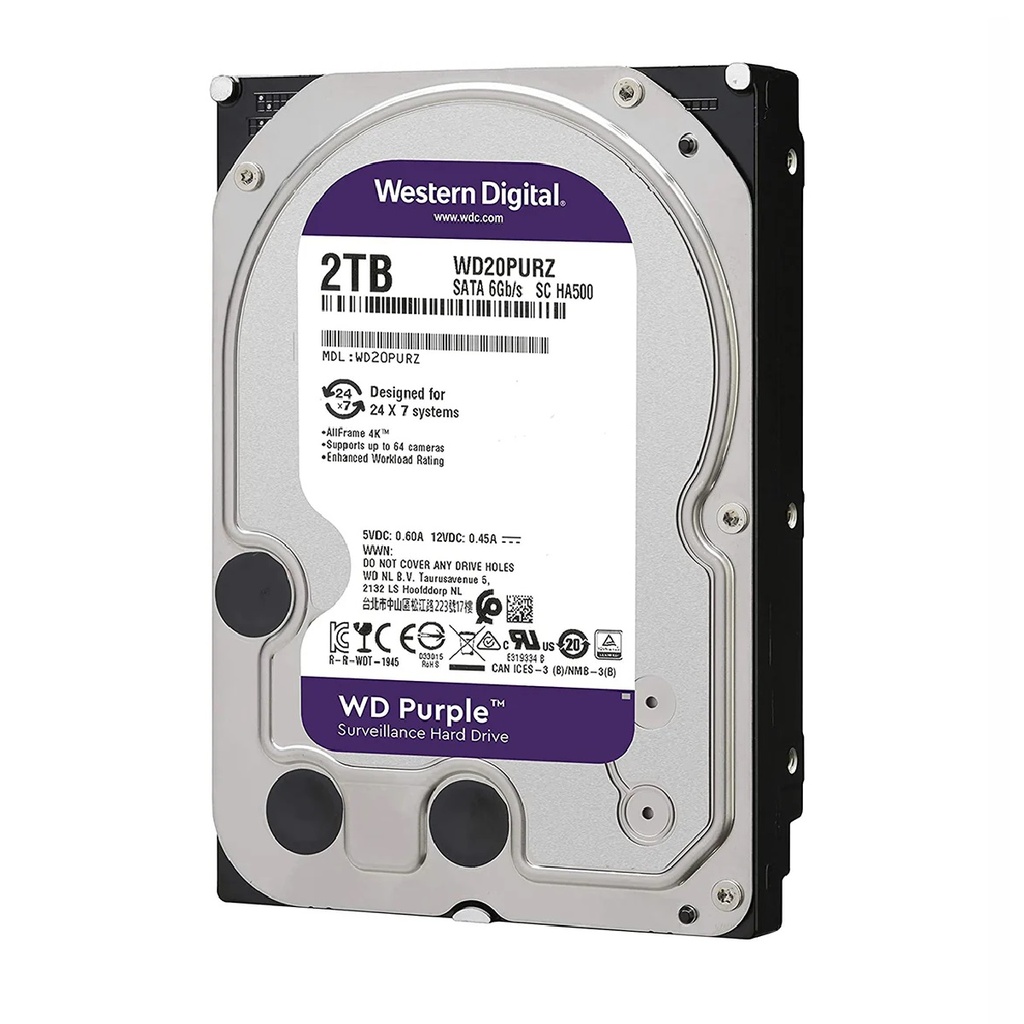 DISCO DURO 3.5" WD PURPLE 2TB CCTV 5400RPM