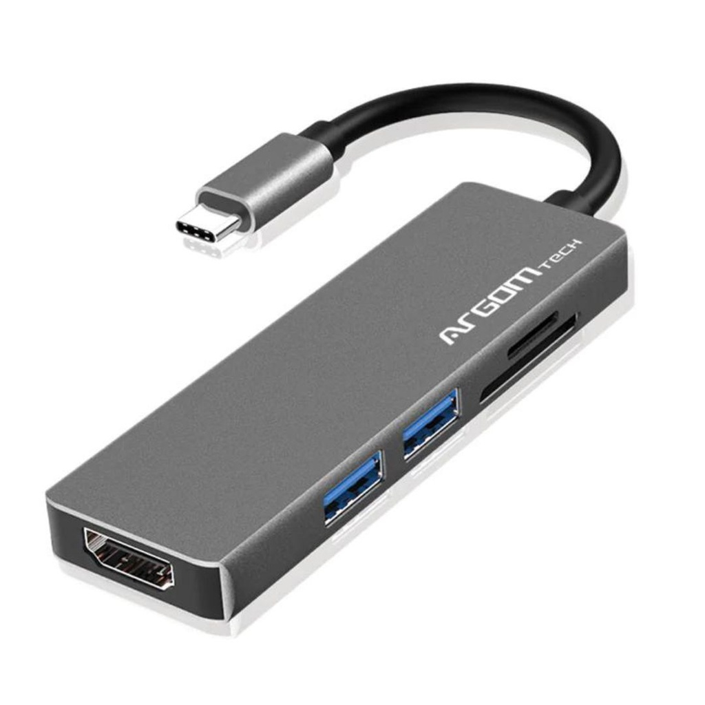 HUB ADAPTADOR USB ARGOM ARG-UB-0183 1*USB-C A 2*USB-A 3.0 1*HDMI 1*LECTOR TARJETAS