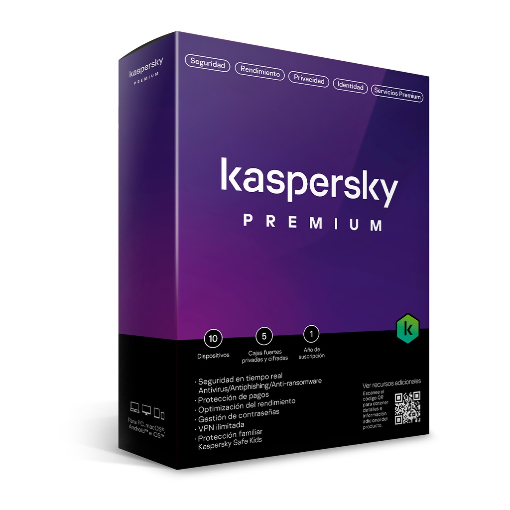 LICENCIA ANTIVIRUS KASPERSKY PREMIUM 5 DISPOSITIVOS 3 CUENTAS 12 MESES ESD DESCARGA DIGITAL