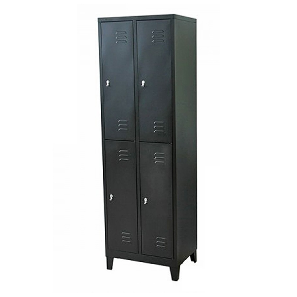 LOCKER METALICO DORS F-13 4 PUERTAS DE CANDADO 183CM*58CM*40CM NEGRA/BEIGE