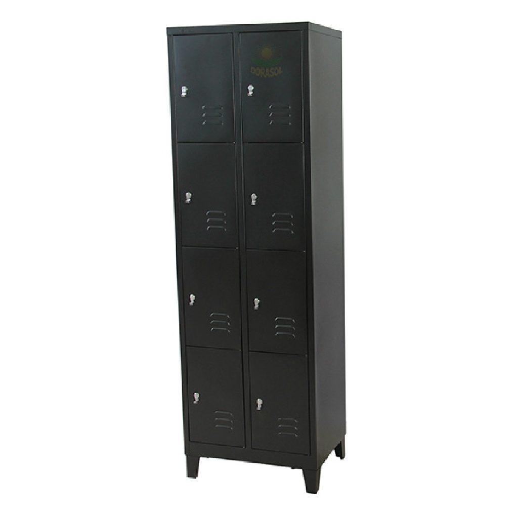 LOCKER METALICO DORS F-15 8 PUERTAS DE CANDADO 183CM*58CM*40CM NEGRO/BEIGE