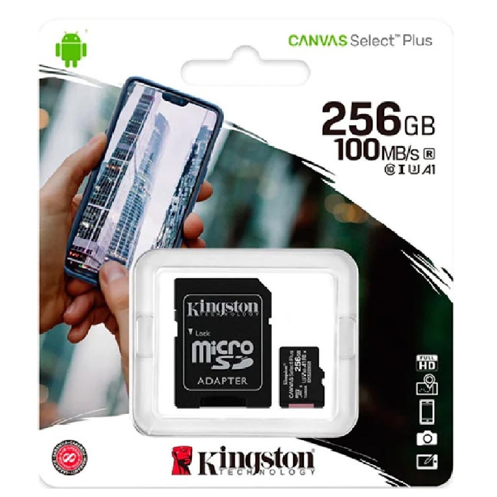 MEMORIA MICROSD KINGSTON CANVAS 256GB U3 A1 100MB/S