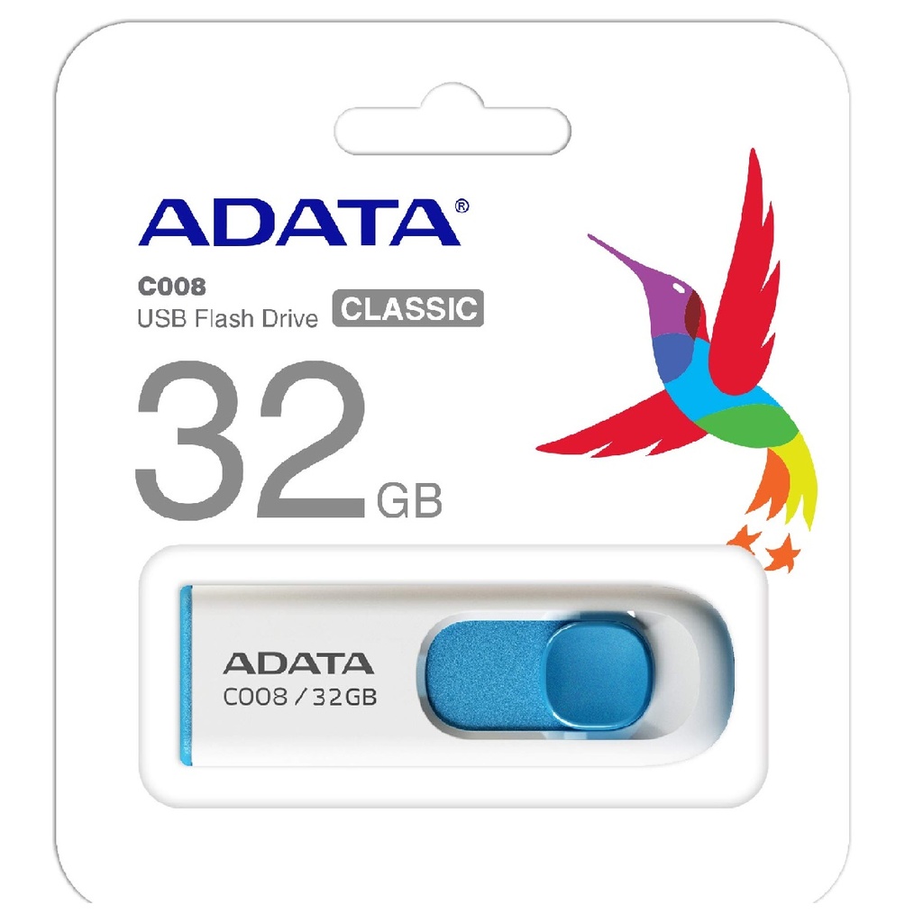 MEMORIA USB ADATA AC008 32GB USB-A 2.0 BLANCO-AZUL