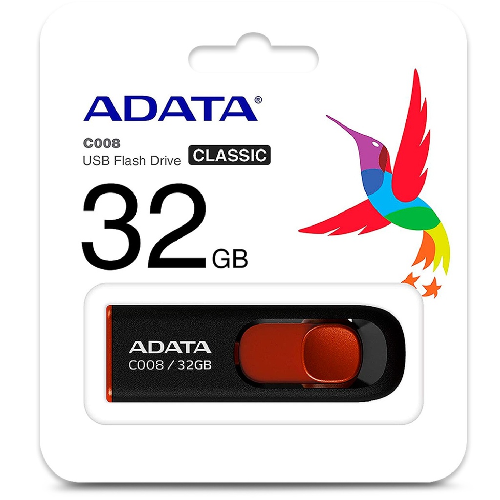 MEMORIA USB ADATA AC008 32GB USB-A 2.0 NEGRO-ROJO