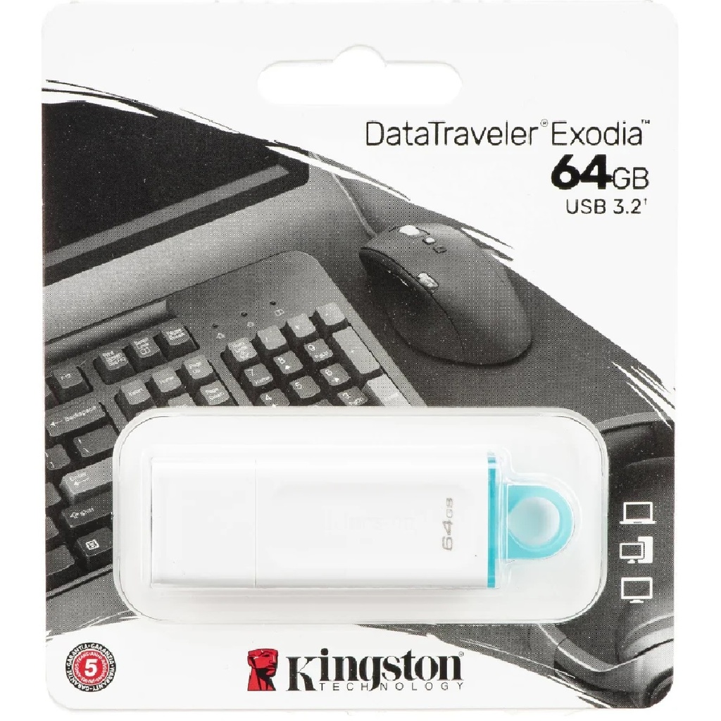 MEMORIA USB KINGSTON EXODIA DTX 64GB USB-A 3.2 BLANCA