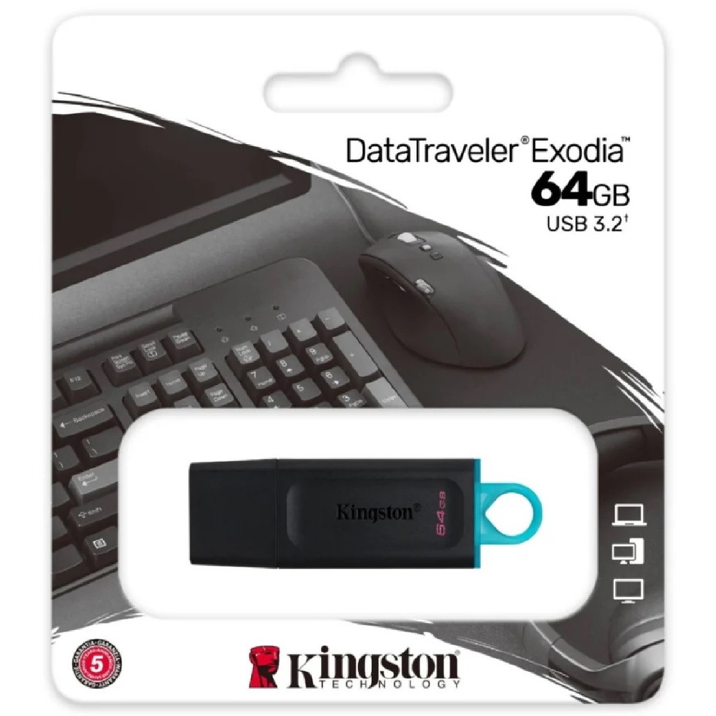 MEMORIA USB KINGSTON EXODIA DTX 64GB USB-A 3.2 NEGRA