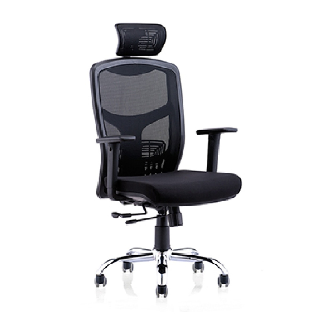 SILLA EJECUTIVA DORS DS-1202N TELA MALLA CON BRAZO SOP LUMBAR CABERA DOBLE PALANCA NEGRA