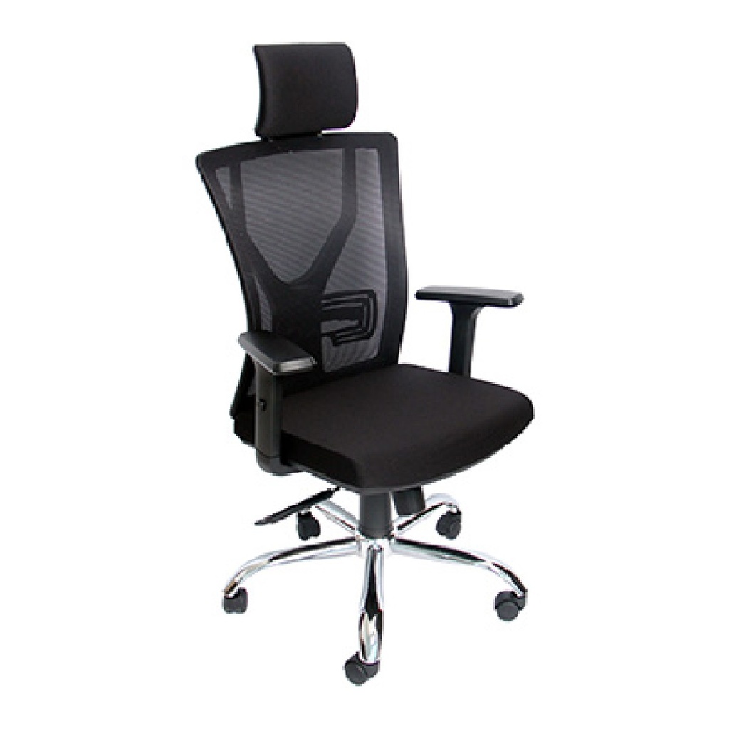 SILLA EJECUTIVA DORS DS-1203N TELA MALLA CON BRAZO AJUSTABLE Y GIRABLE/RESPALDO MALLA/SOP LUMBAR