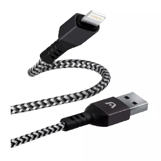 [ARG-CB-0023BK] CABLE ARGOM ARG-CB-0023BK 1*LIGHTNING A 1*USB-A 1.8M FORRO NYLON NEGRO