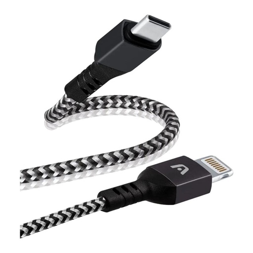 [ARG-CB-0024BK] CABLE ARGOM ARG-CB-0024BK 1*LIGHTNING A 1*USB-C 1.8M FORRO NYLON NEGRO