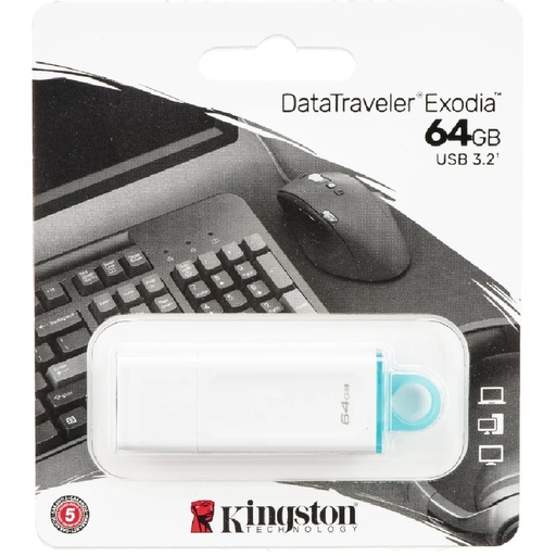 [KC-U2G64-5R] MEMORIA USB KINGSTON EXODIA DTX 64GB USB-A 3.2 BLANCA