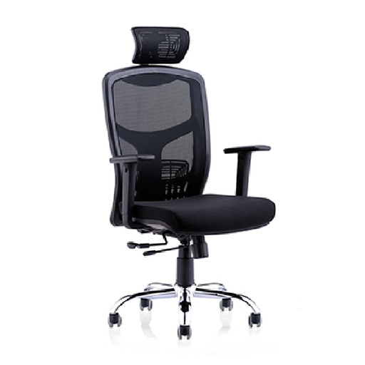 [DS-1202N] SILLA EJECUTIVA DORS DS-1202N TELA MALLA CON BRAZO SOP LUMBAR CABERA DOBLE PALANCA NEGRA