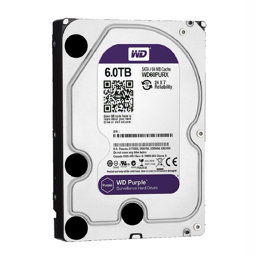 [WD64PURZ] DISCO DURO 3.5" WD PURPLE 6TB CCTV 5400RPM